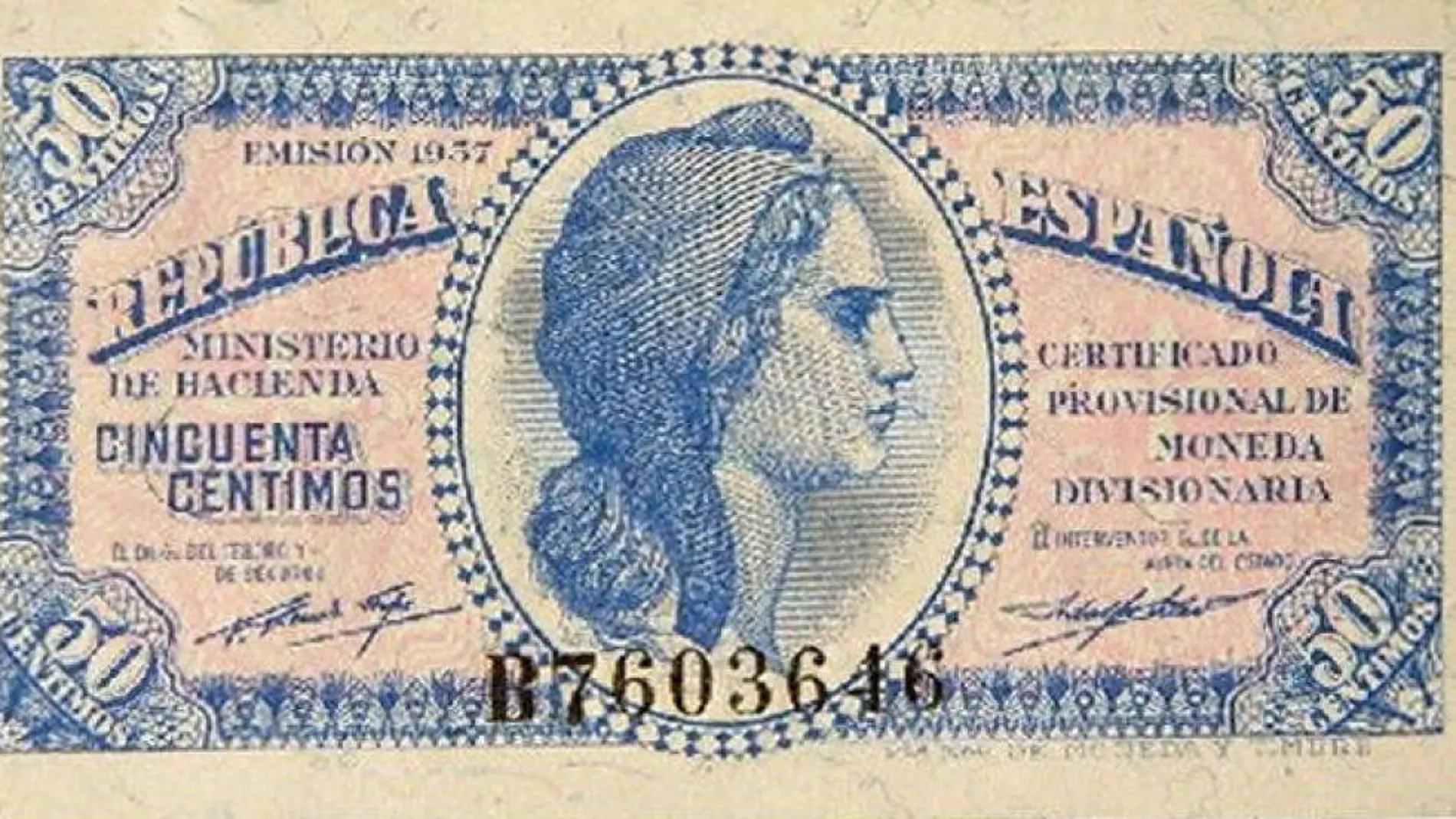 Billete de la Segunda República emitido en 1937