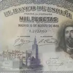 Billete de 1.000 pesetas de la Segunda República