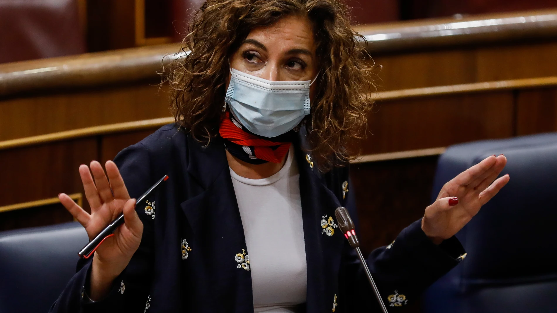 La ministra portavoz y de Hacienda, María Jesús Montero, interviene durante una sesión de control al Gobierno en el Congreso de los Diputados, en Madrid.
