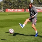 Sergio Ramos, en el entrenamiento del Real Madrid