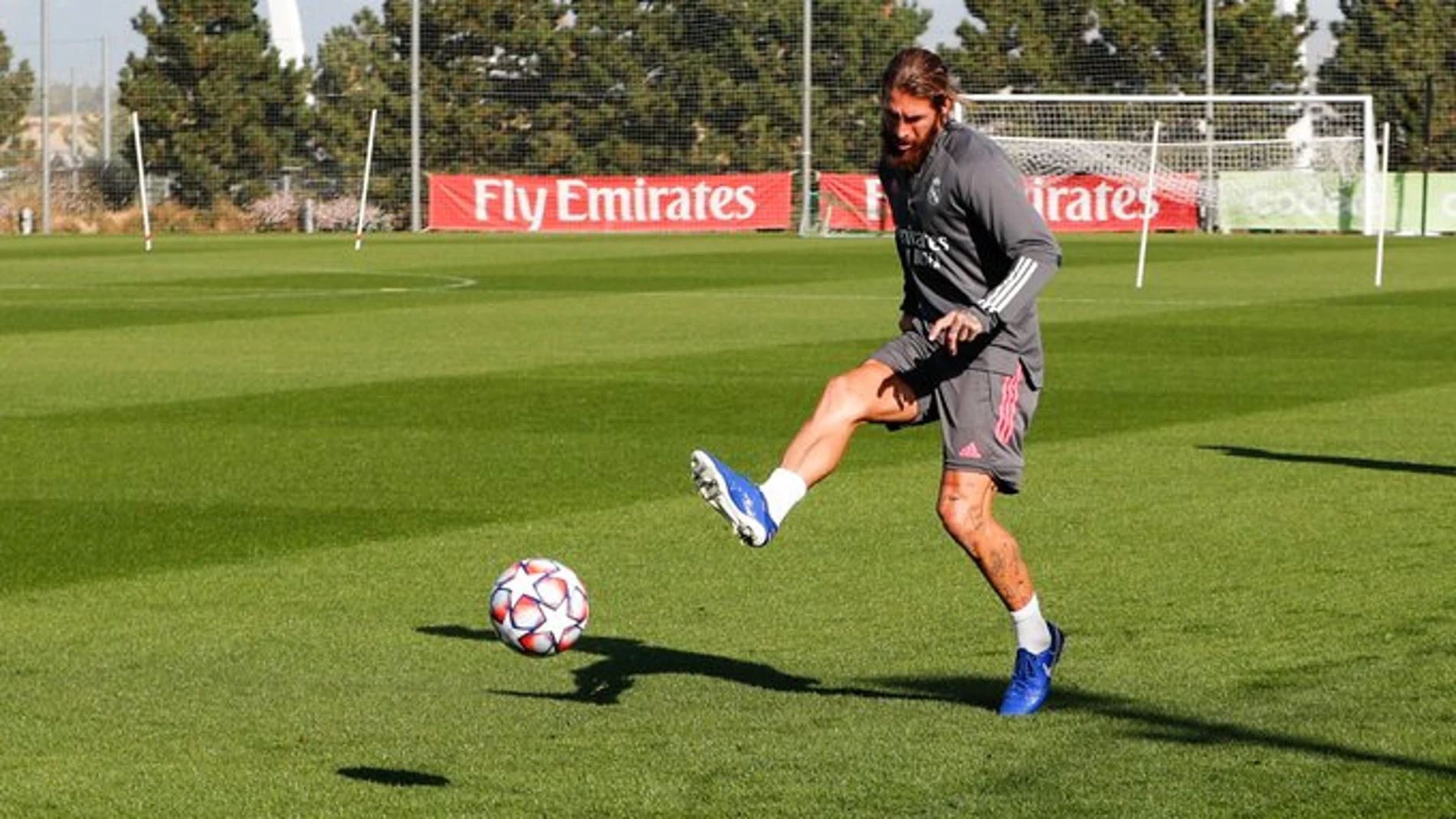 Sergio Ramos, en el entrenamiento del Real Madrid