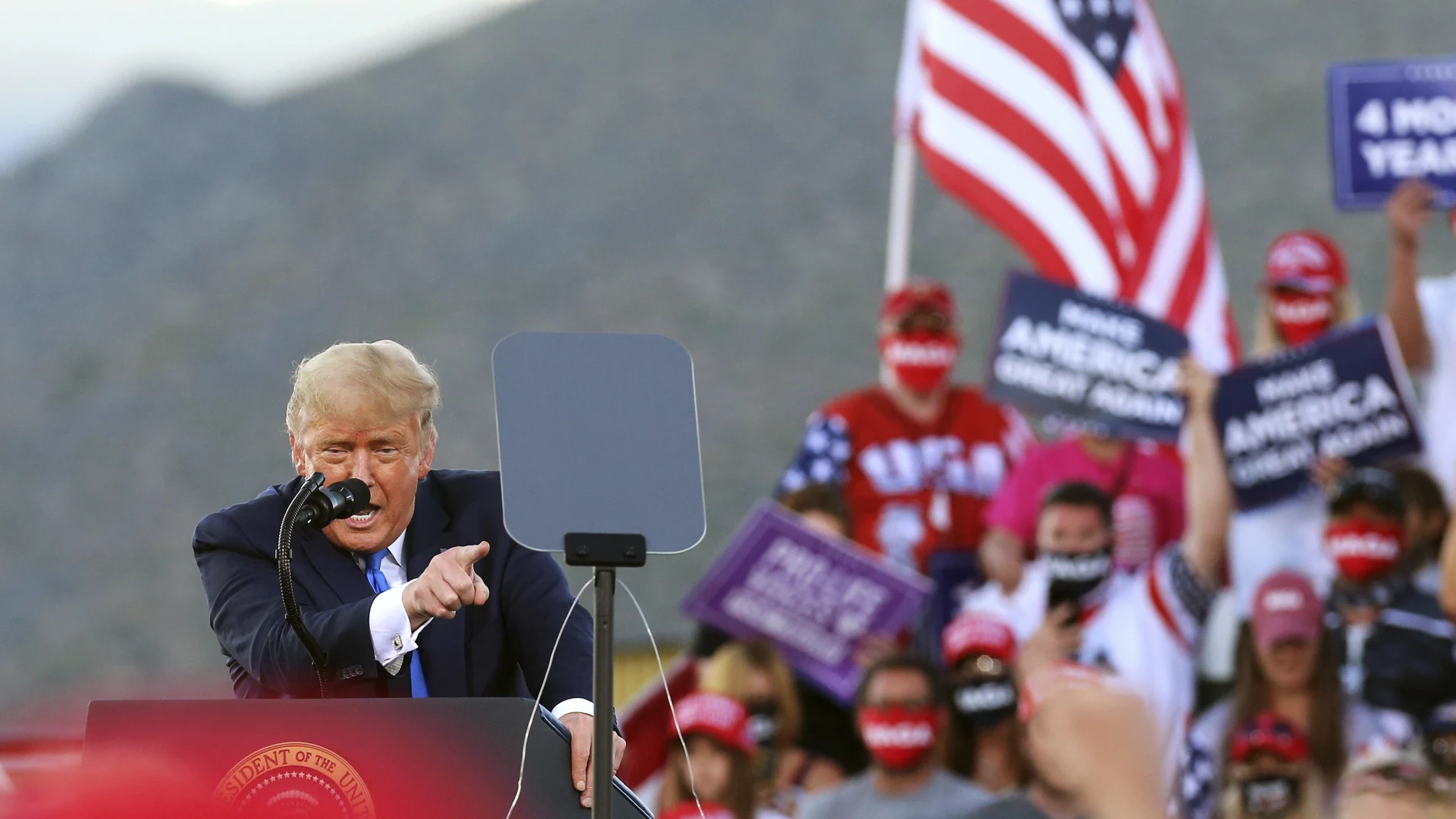 Donald Trump durante un acto de campaña en Carson City, Estados Unidos