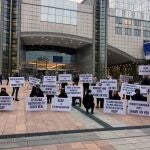 Manifestación ante el Parlamento Europeo, para protestar por la reforma de la Política Agrícola Común (PAC)