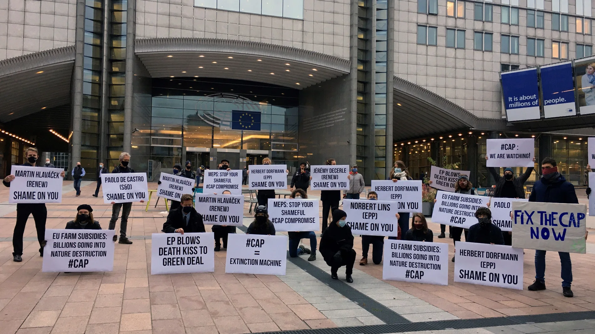 Manifestación ante el Parlamento Europeo, para protestar por la reforma de la Política Agrícola Común (PAC)