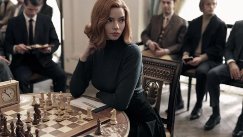 La actriz Anya Taylor-Joy, como Beth Harmon, durante una escena de la serie "Gambito de dama", de Netflix