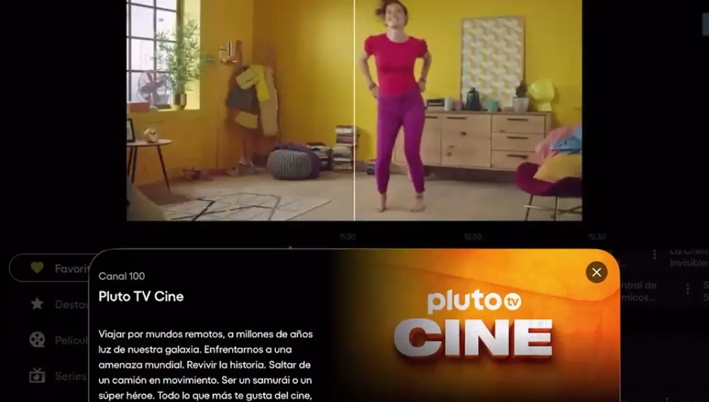 Entorno gráfico de Pluto TV