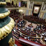 Vista del hemiciclo durante la segunda sesión del debate de moción de censura presentada por Vox, este jueves en el Congreso.