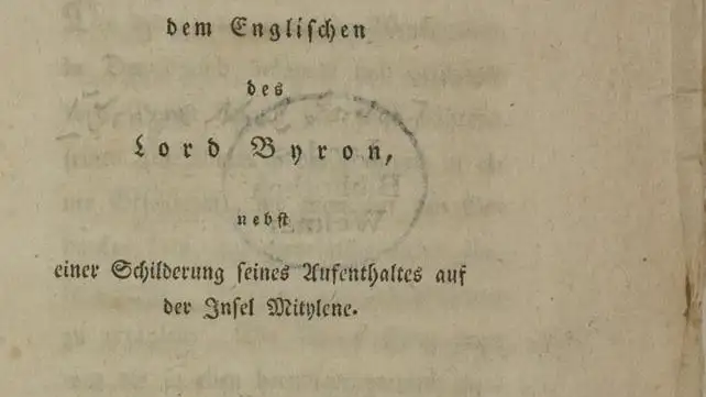 Edición alemana de &quot;El vampiro&quot; de 1819 donde se puede leer el nombre de Lord Byron en vez del de Polidori