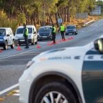 Vista del control de la Guardia Civil en el límite entre Navarra y La Rioja