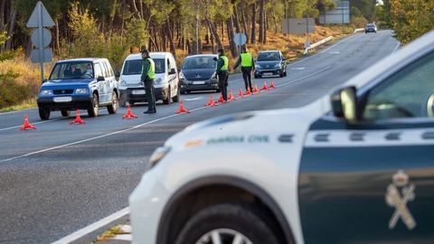 Vista del control de la Guardia Civil en el límite entre Navarra y La Rioja