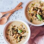 Crema de puerros con judías blancas,