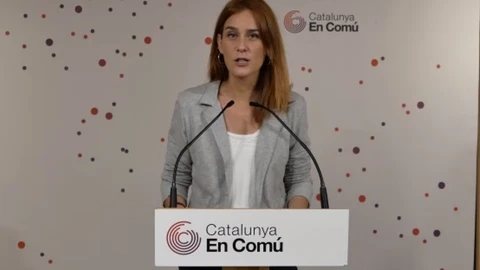 La presidenta de los comuns en el Parlament, Jéssica Albiach, en rueda de prensa telemática.