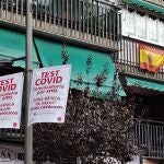 Banderolas de la campaña de comunicación del Ayuntamiento de San Sebastián de los Reyes anunciando los test Covid de la Comunidad.