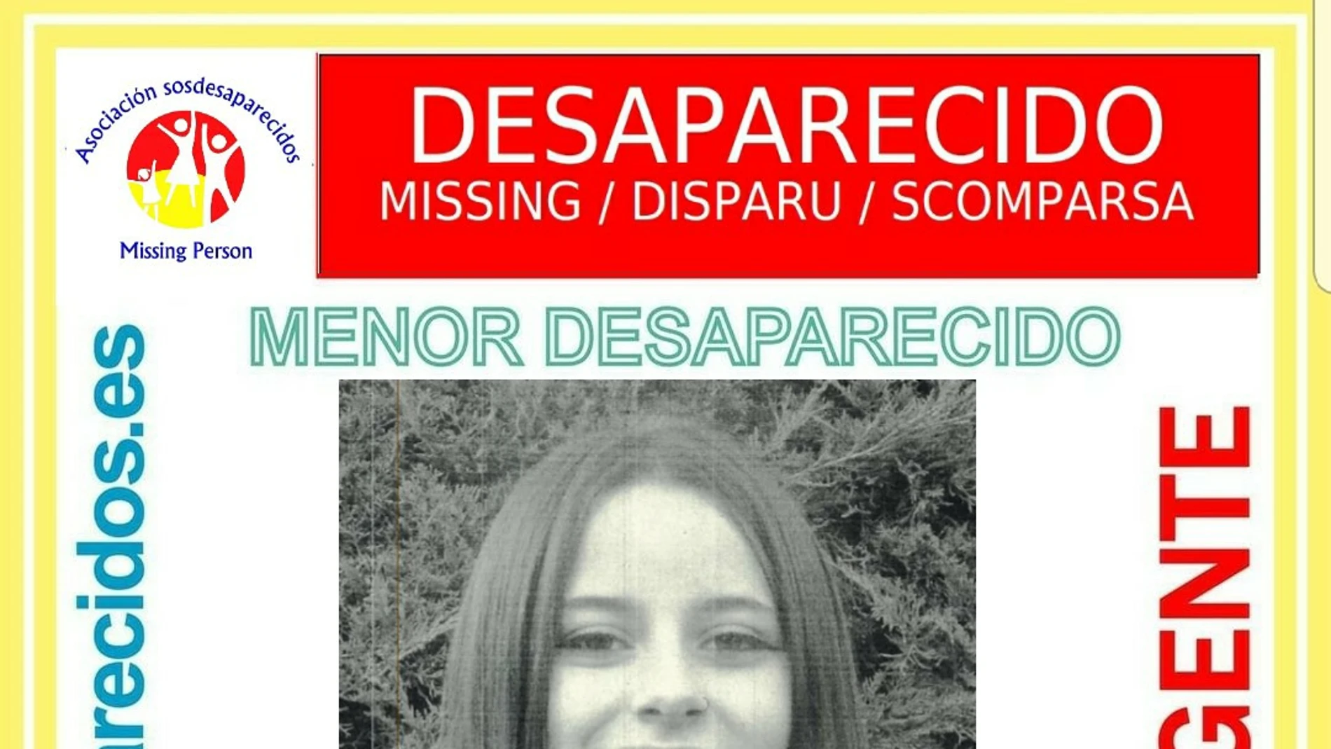 Cartel de información de la desaparición de la menor