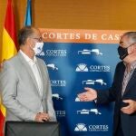 El presidente de las Cortes de Castilla y León, Luis Fuentes, mantiene una reunión con el secretario general de la organización agraria UPA, Aurelio González, y con la presidenta de la Federación de Asociaciones de Mujeres Rurales (Fademur), Loreto Fernández, que participa de forma telemática