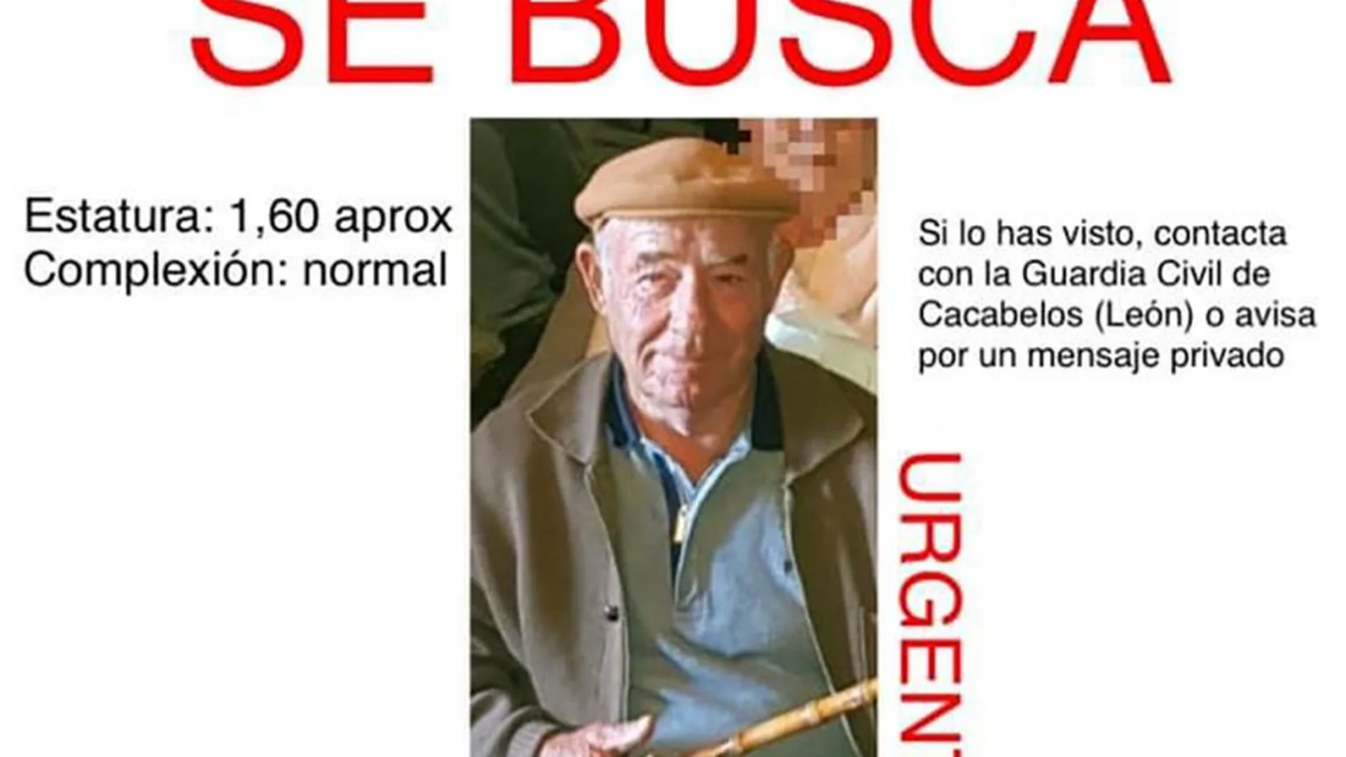 Imagen del cartel con el anciano desparecido