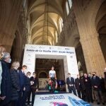 Presentación de la salida de La Vuelta 2021, a la que asisten el consejero de la Presidencia, Ángel Ibáñez; el alcalde de Burgos, Daniel de la Rosa; el vicepresidente de la Diputación de Burgos, Lorenzo Rodríguez; el director general de La Vuelta, Javier Guillén; el presidente y vicepresidente de la Fundación, Fidel Herráez y Antonio Méndez Pozo, respectivamente; y el deán de la Catedral, Pablo González