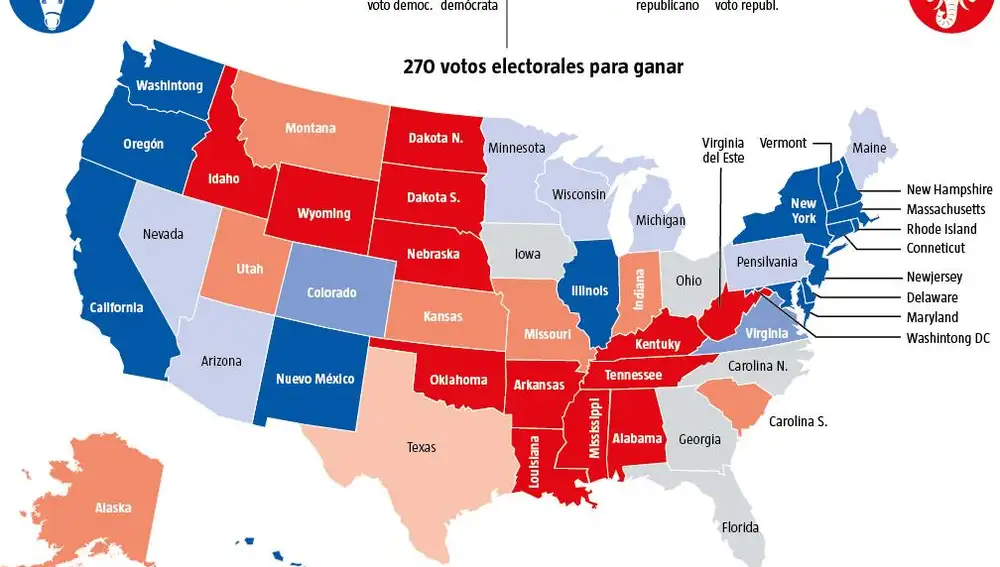 Elecciones EEUU 2020: El mapa de color electoral
