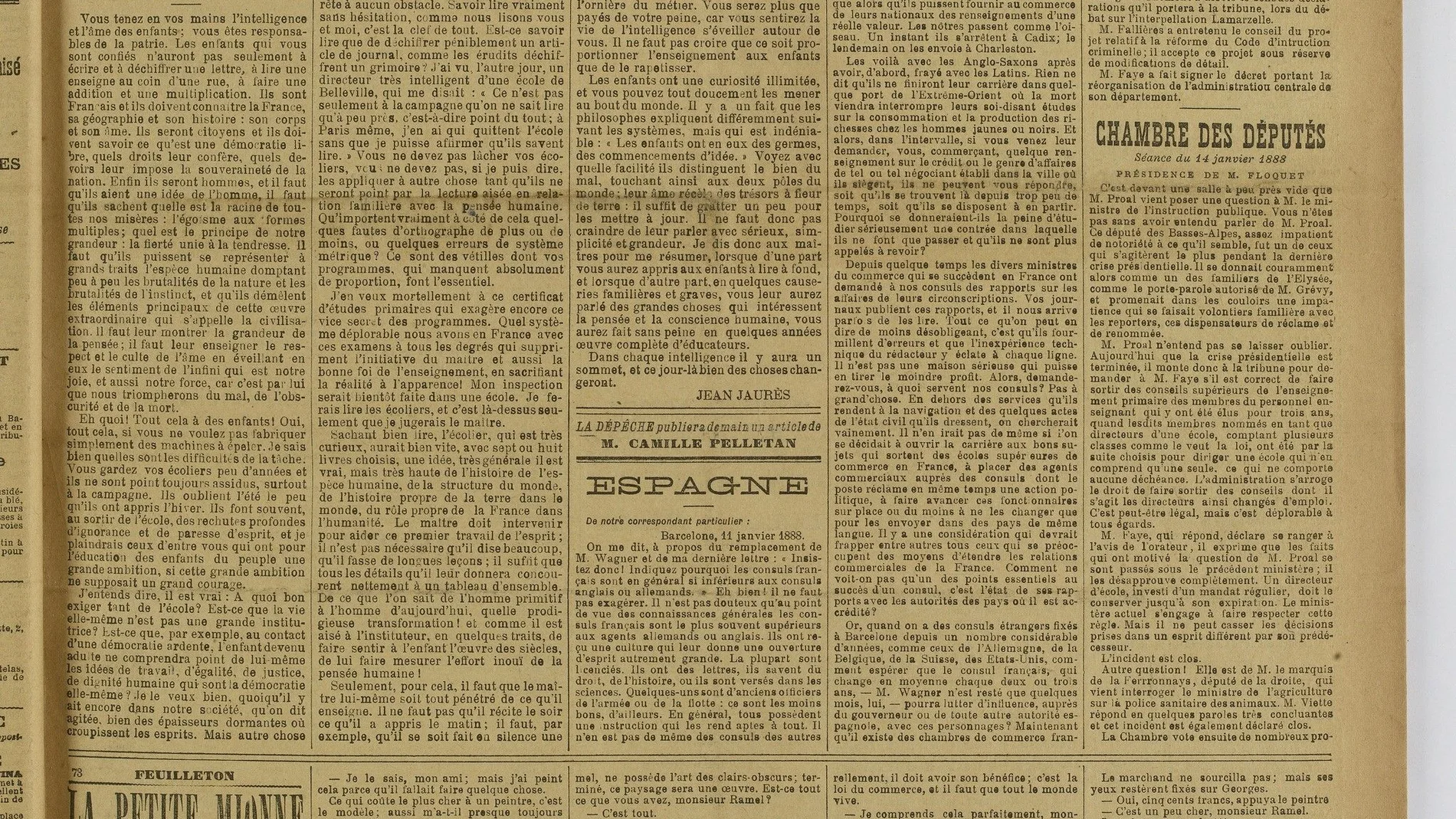 La primera plana del diario «La Dépêche» donde apareció la famosa carta de Jean Jaurès