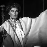 Katharine Hepburn en su papel de Leonor de Aquitania en la película &quot;El león de invierno&quot;