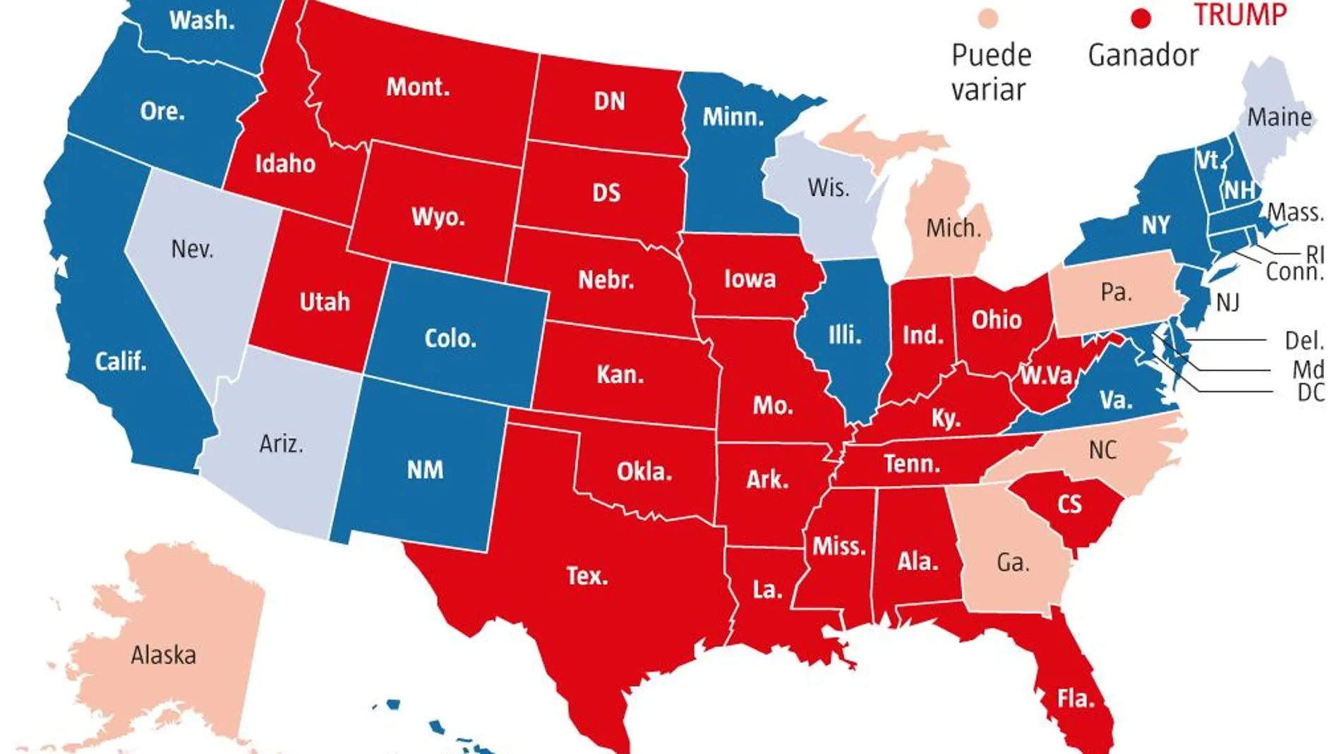 Mapa resultados EE UU