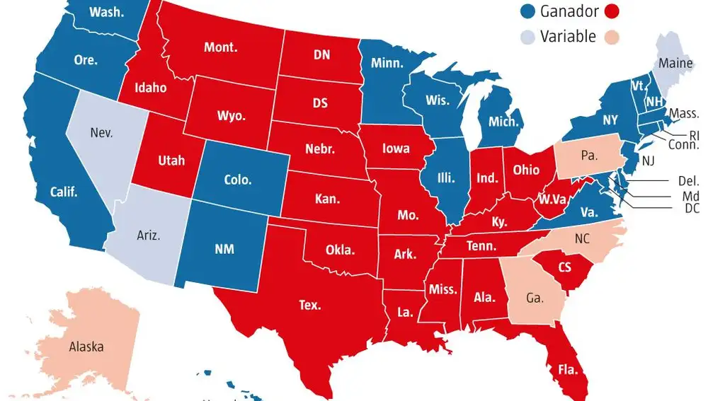 Mapa EE UU elecciones 2020