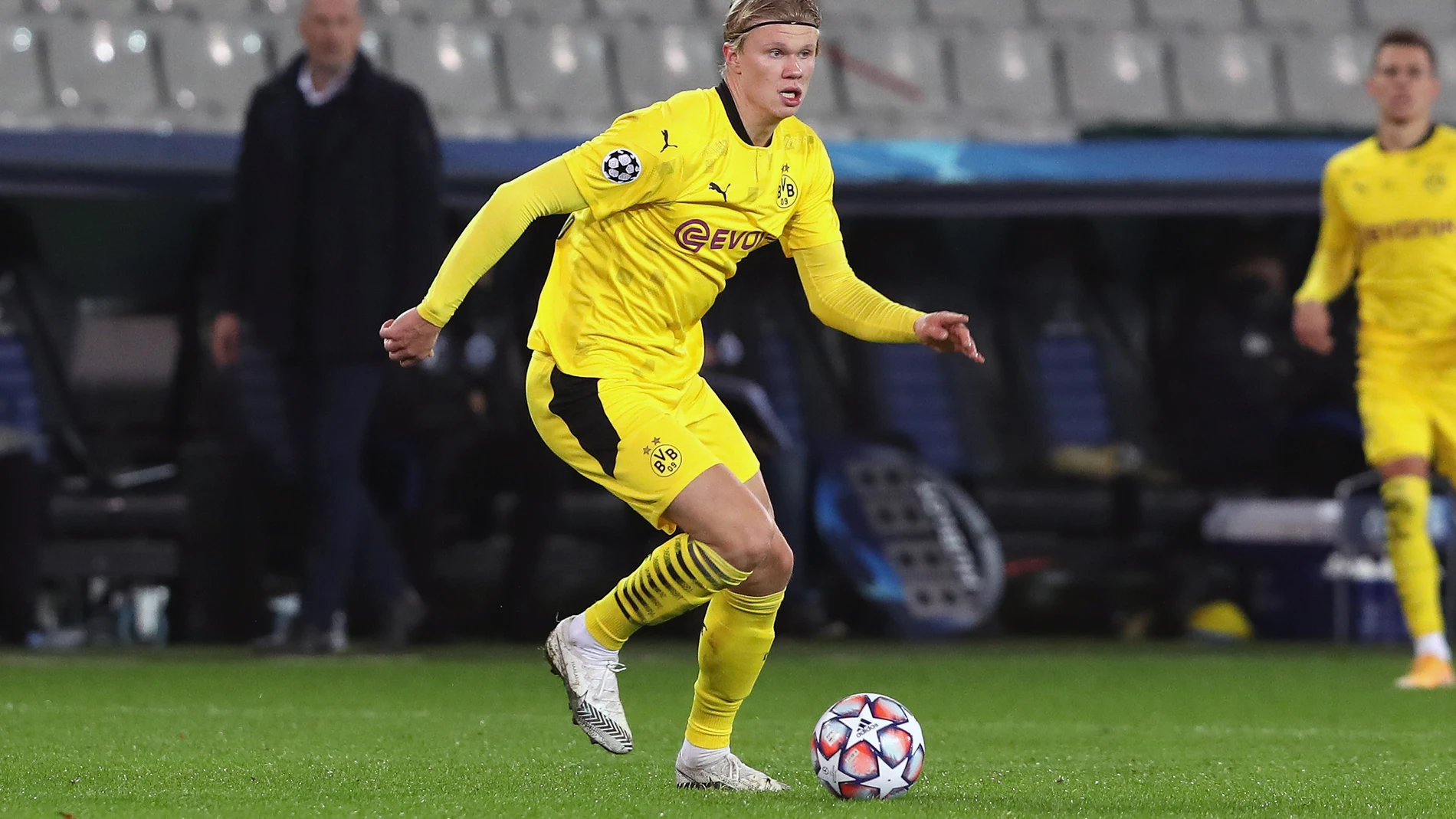 Haaland, durante su partido de Champions contra el Brujas