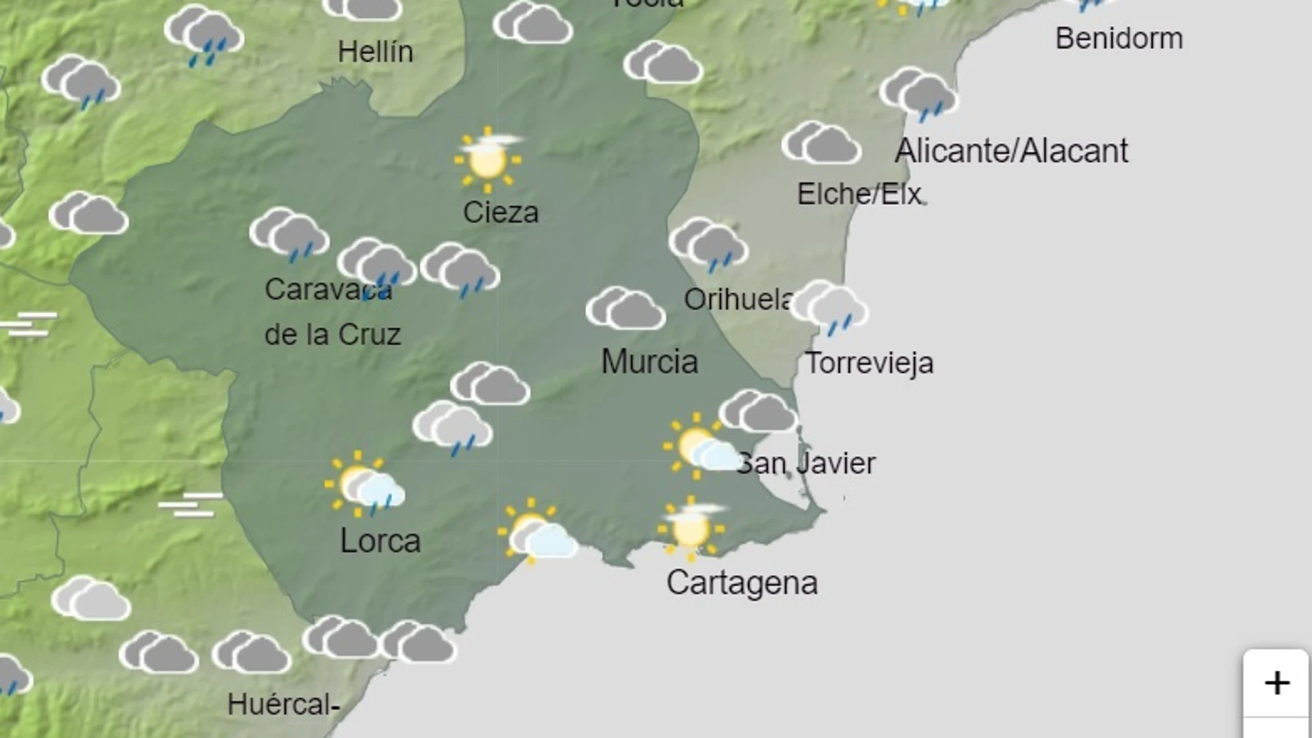 Mapa del tiempo para este jueves elaborado por AemetAEMET05/11/2020