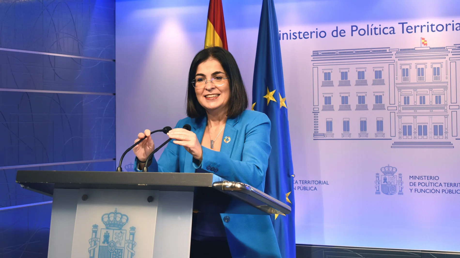 La ministra de Política Territorial y Función Pública, Carolina Darias, compareció vía telemática para anunciar los presupuestos de su Ministerio