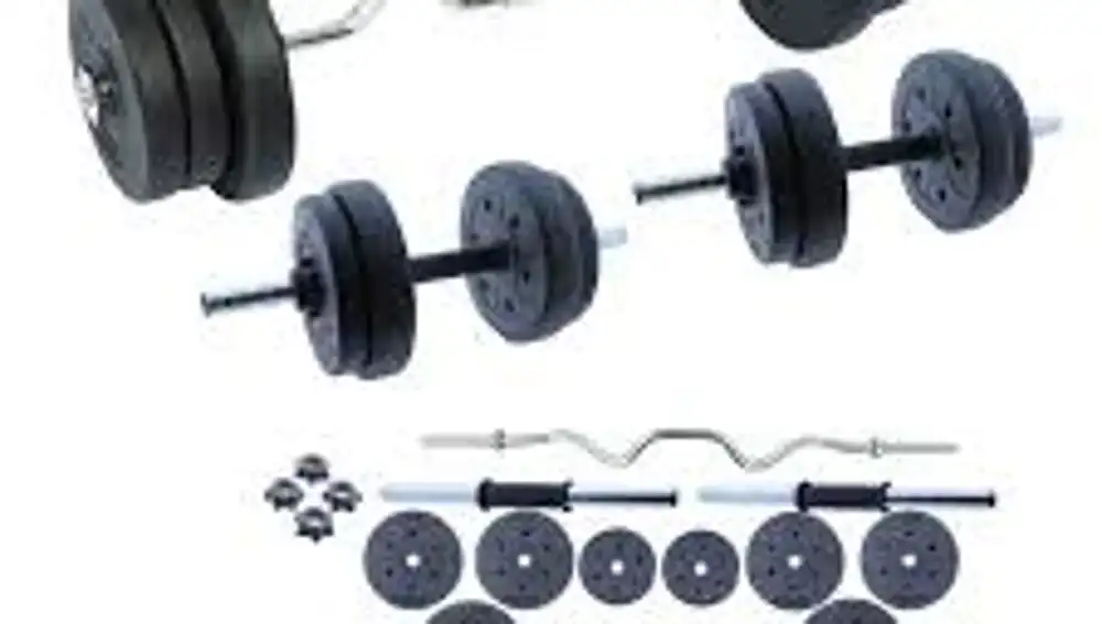 Set de musculación en oferta, mancuernas y pesas