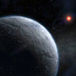 Recreación artística de OGLE-2005-BLG-390Lb, un exoplaneta probablemente rocoso