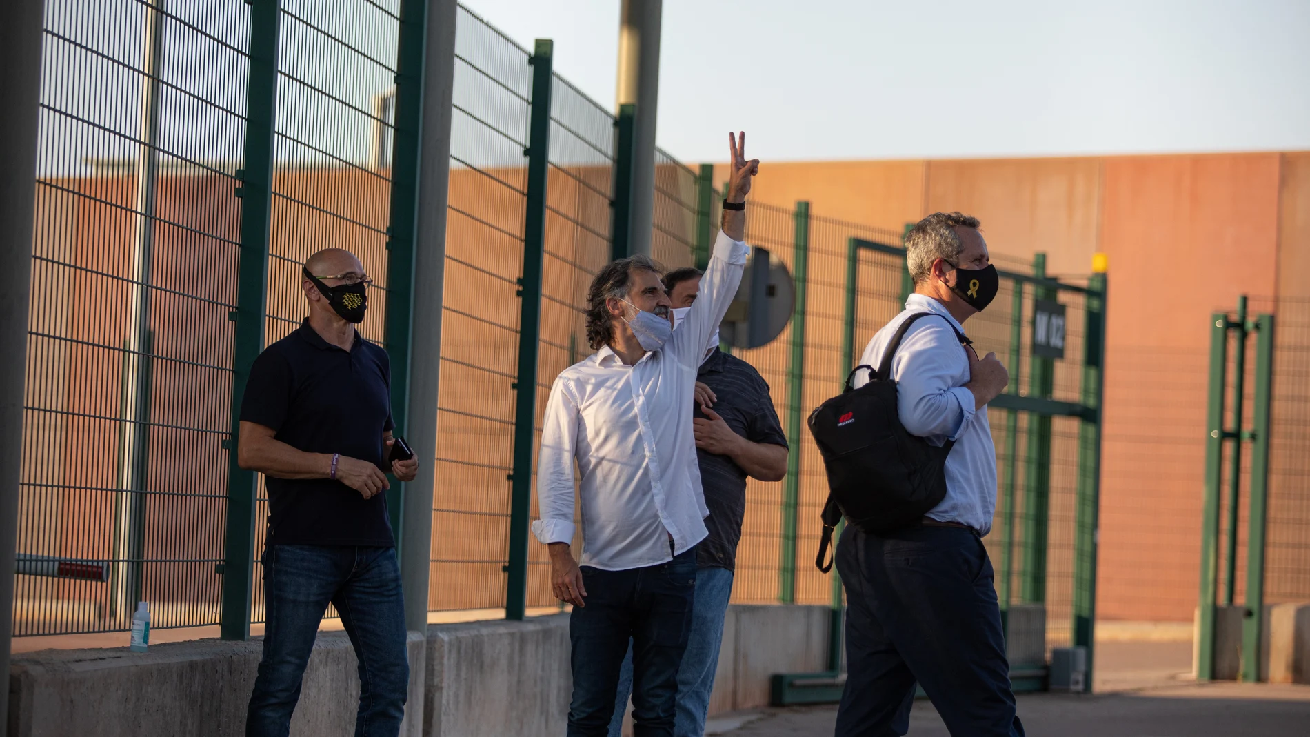 Los presos del 1-O, dentro del recinto penitenciario de Lledoners tras su comparecencia en Sant Joan de Vilatorrada, Barcelona