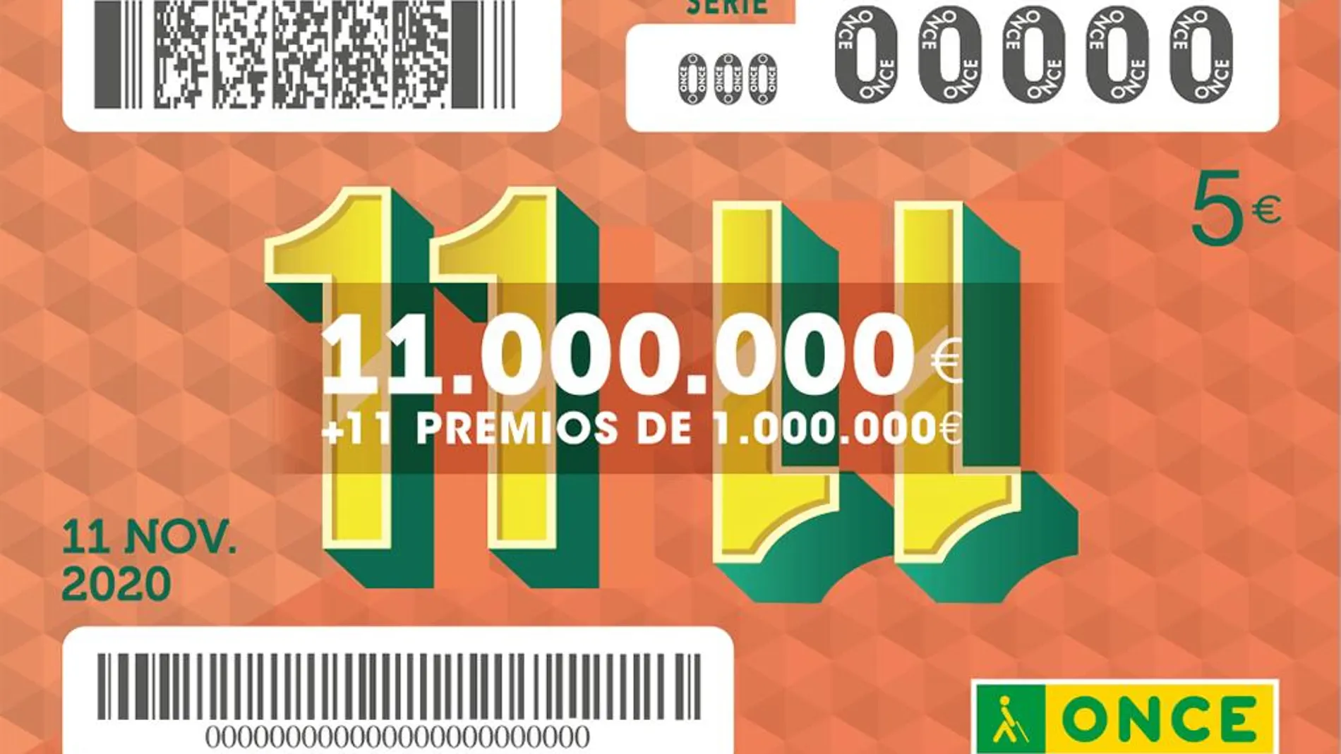 Décimo del sorteo especial del 11/11 de la ONCE, premiado con gasta 11 millones de euros