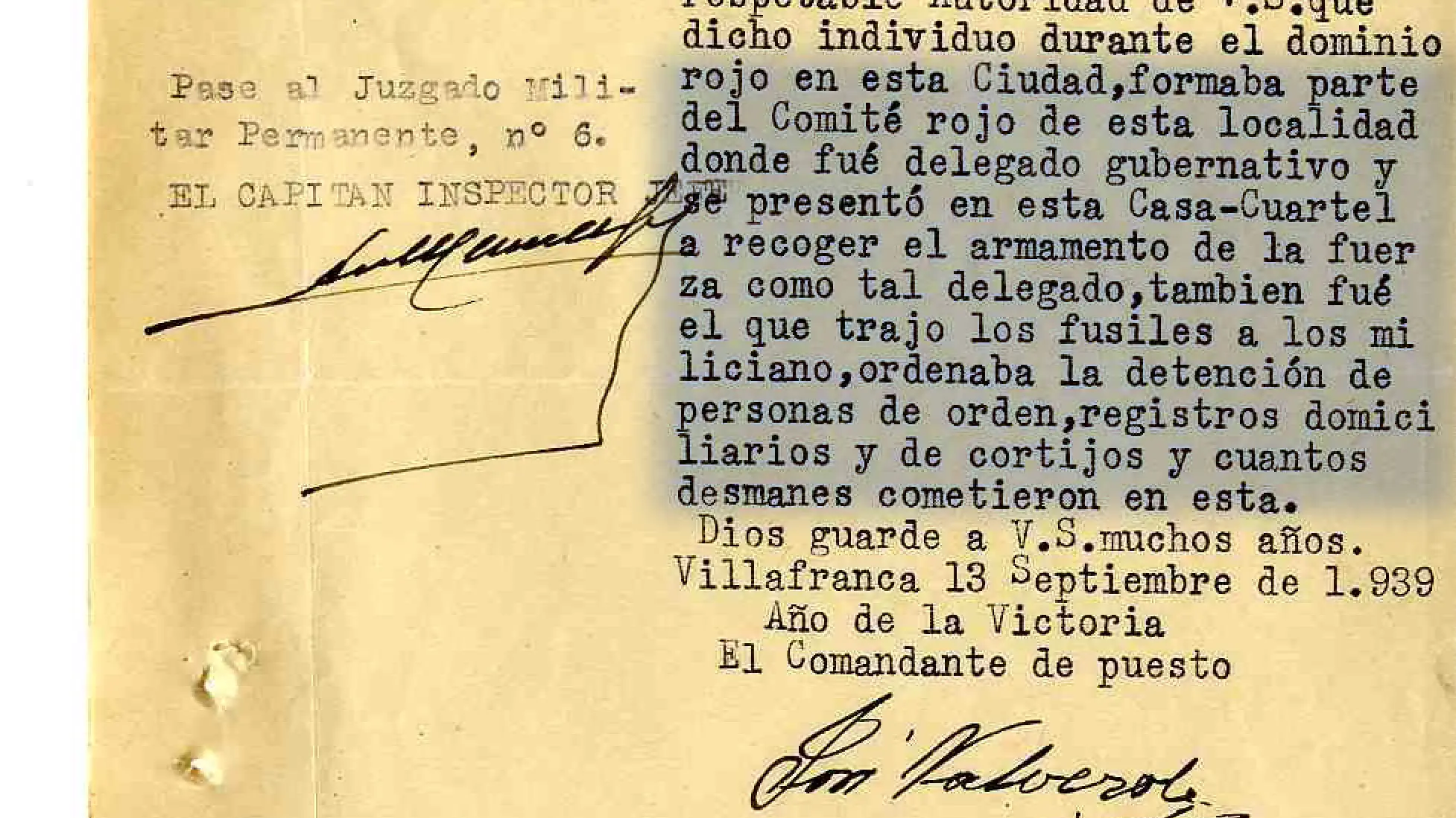 Uno de los informes sobre Manuel Iglesias
