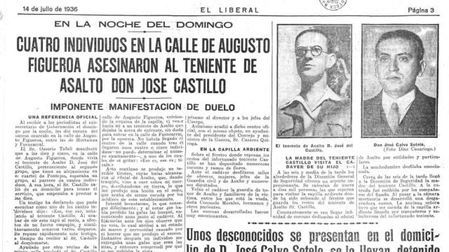 Página del diario "El Liberal" con la noticia de los asesinatos de Castillo y Calvo Sotelo