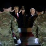 El presidente Donald Trump en un acto de homenaje al sargento Javier Jaguar Gutierrez asesinado en Afganistan en febrero de este año
