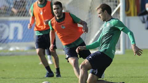 Martín Merquelanz en un entrenamiento de la Real Sociedad.