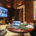 El presidente de la Generalitat, Ximo Puig, en una videoconferencia con una decena de expertos celebrada esta misma tarde