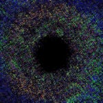 Representación artística de la radiación de Hawking en los alrededores de un agujero negro.