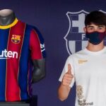Gavi en su renovación con el Barcelona.
