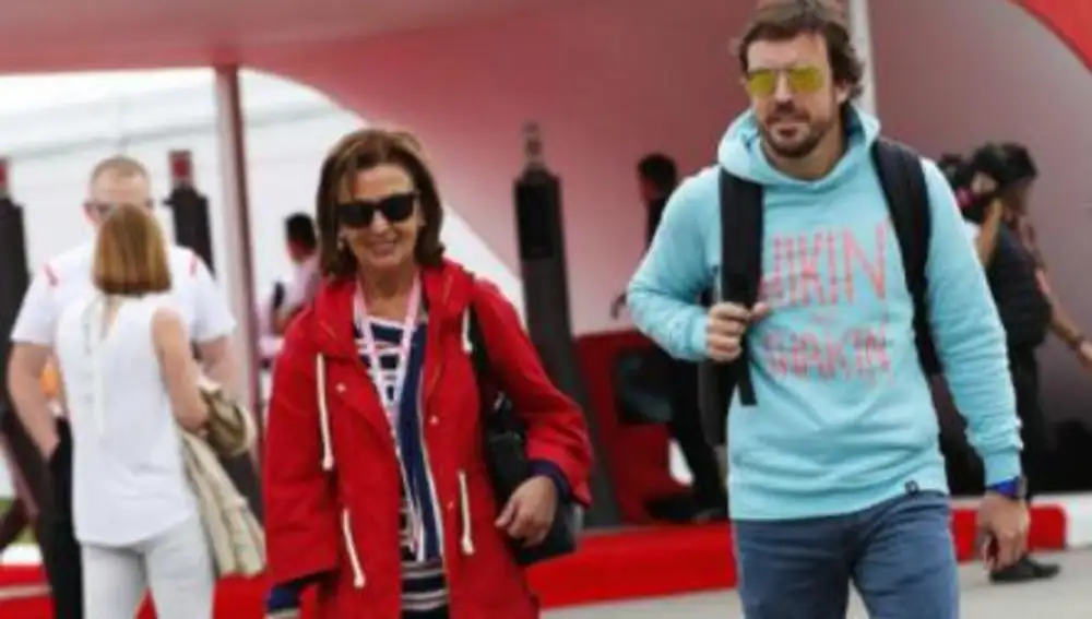 Fernando Alonso, junto a su madre