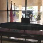 Una maqueta del submarino que se va a construir se exhibe en los astilleros de CSBC Corp en la ciudad sureña de Kaohsiung, Taiwán