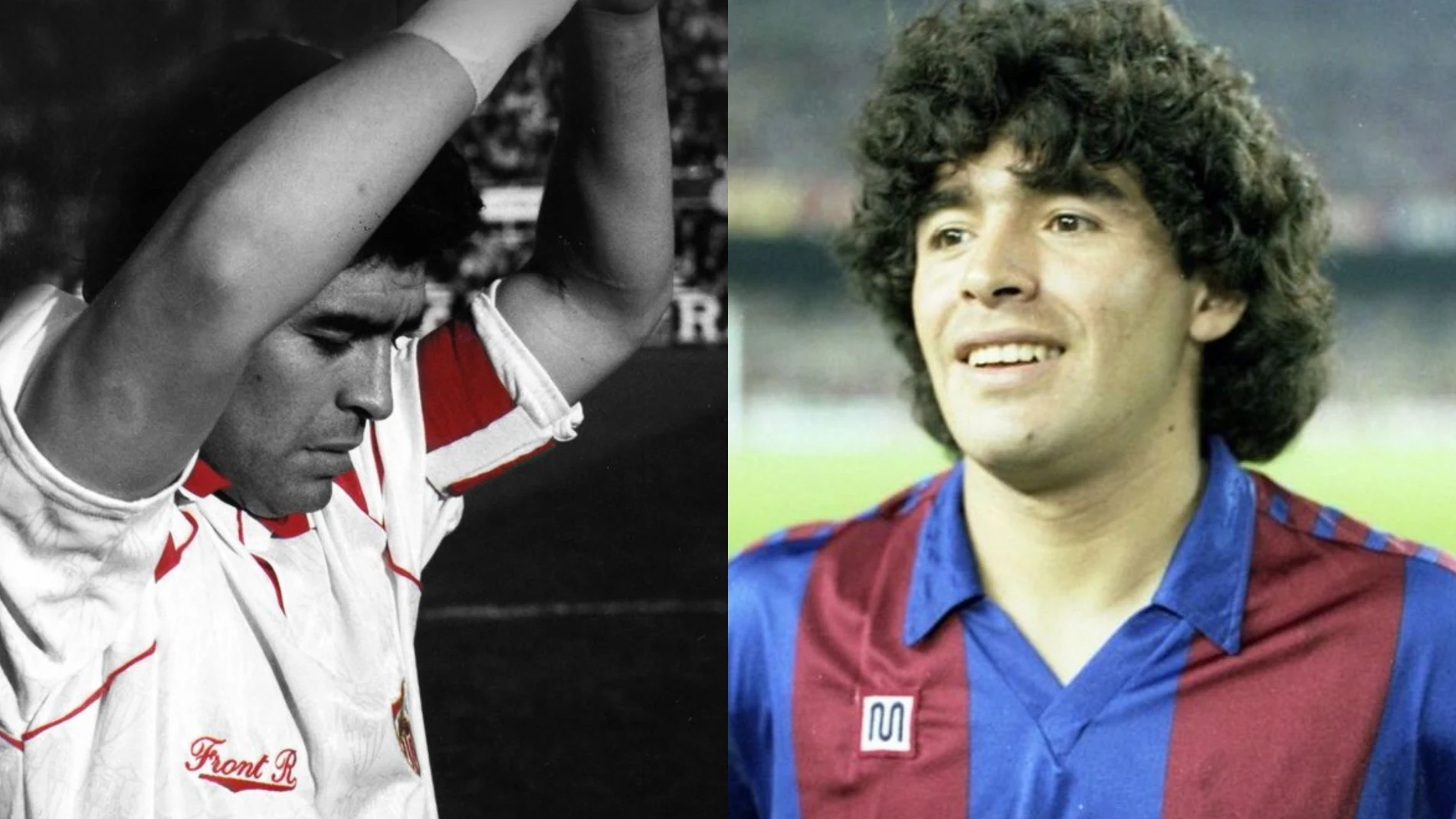 Diego Armando Maradona en su etapa como jugador del Sevilla FC y del FC Barcelona