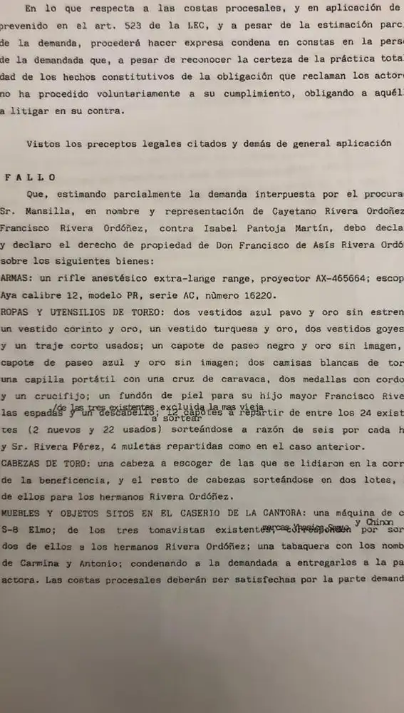 Sentencia juicio hermanos Rivera Ordóñez contra Isabel Pantoja
