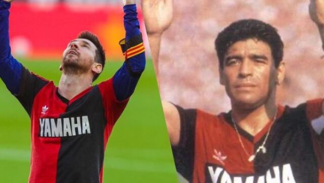 La imagen que subió Messi a Instagram: los dos con la camiseta de Newell's y con el mismo gesto
