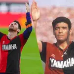 La imagen que subió Messi a Instagram: los dos con la camiseta de Newell&#39;s y con el mismo gesto