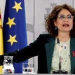 La ministra de Hacienda y portavoz del Gobierno, María Jesús Montero, durante la rueda de prensa ofrecida tras la reunión del Consejo de Ministros