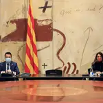 El vicepresidente de la Generalitat en funciones de presidente, Pere Aragonès, y la consellera de Presidencia y portavoz del Govern, Meritxell Budó, en una imagen reciente