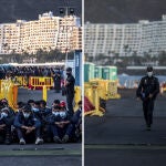 Antes y después de trasladar a los inmigrantes del puerto de Gran Canaria