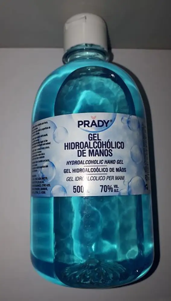 Gel hidroalcohólico de la marca Prady